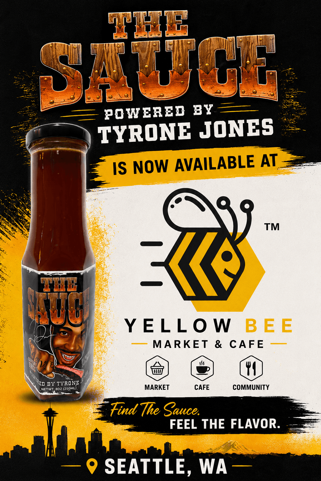 Yellow Bee Market & Cafe flyer