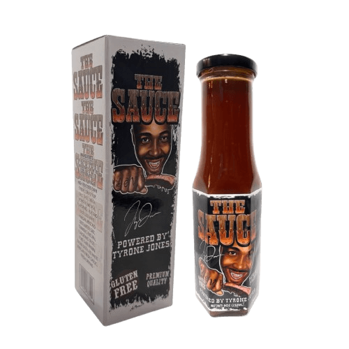 The Sauce Powered by Tyrone Jones - bottle with box packaging
